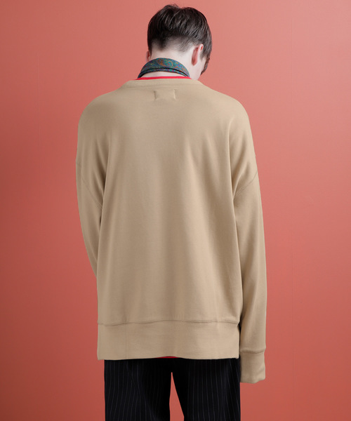 EMMA CLOTHES（エマクローズ）の「ファインコットン ロングリブスリーブ ビッグプルオーバー/クルーネックスウェット（スウェット・メンズ・ホワイト/ベージュ/オレンジ/ブラック・M/L）」の17枚目の写真