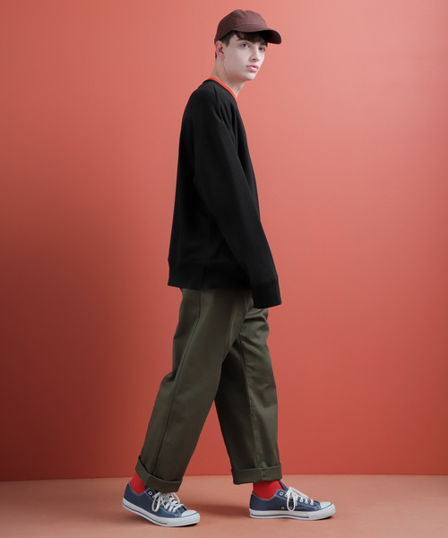 EMMA CLOTHES（エマクローズ）の「ファインコットン ロングリブスリーブ ビッグプルオーバー/クルーネックスウェット（スウェット・メンズ・ホワイト/ベージュ/オレンジ/ブラック・M/L）」の20枚目の写真