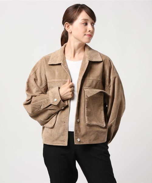 STYLEBLOCK（スタイルブロック）の「ビッグシルエットコーデュロイジャケット（その他アウター・レディース・ブラック/パープル/グレー/キャメル/ライトベージュ/グレイッシュベージュ・M）」の3枚目の写真