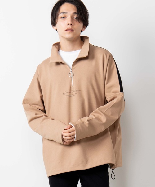 WEGO（ウィゴー）の「WEGO/ハーフジップドルマンビッグシルエットプルオーバー（スウェット・メンズ・ブラック/ベージュ・MEDIUM/LARGE）」の2枚目の写真