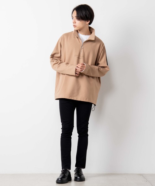 WEGO（ウィゴー）の「WEGO/ハーフジップドルマンビッグシルエットプルオーバー（スウェット・メンズ・ブラック/ベージュ・MEDIUM/LARGE）」の17枚目の写真