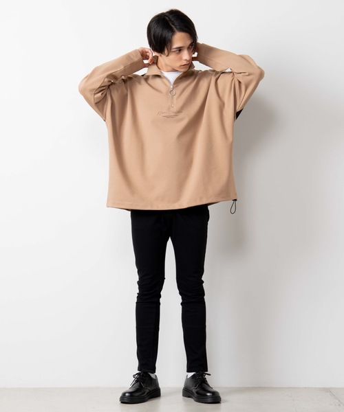 WEGO（ウィゴー）の「WEGO/ハーフジップドルマンビッグシルエットプルオーバー（スウェット・メンズ・ブラック/ベージュ・MEDIUM/LARGE）」の14枚目の写真