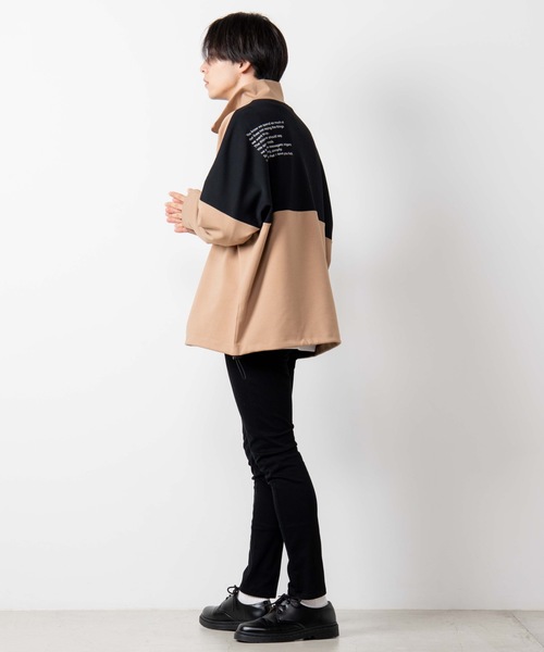 WEGO（ウィゴー）の「WEGO/ハーフジップドルマンビッグシルエットプルオーバー（スウェット・メンズ・ブラック/ベージュ・MEDIUM/LARGE）」の5枚目の写真