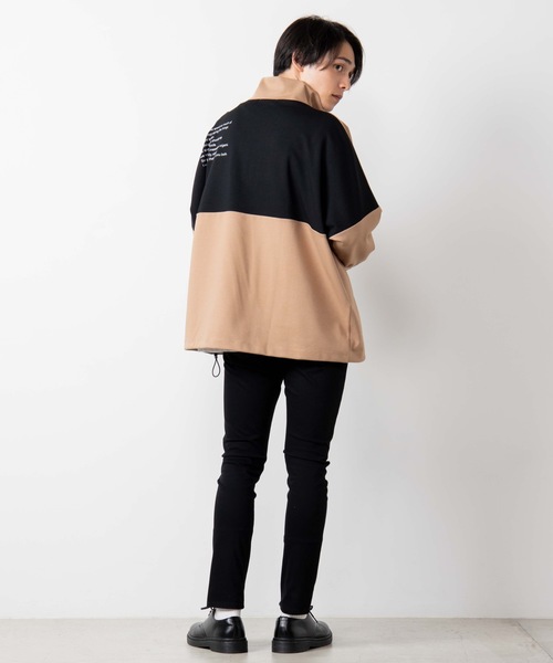 WEGO（ウィゴー）の「WEGO/ハーフジップドルマンビッグシルエットプルオーバー（スウェット・メンズ・ブラック/ベージュ・MEDIUM/LARGE）」の8枚目の写真