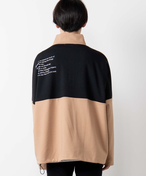 WEGO（ウィゴー）の「WEGO/ハーフジップドルマンビッグシルエットプルオーバー（スウェット・メンズ・ブラック/ベージュ・MEDIUM/LARGE）」の16枚目の写真