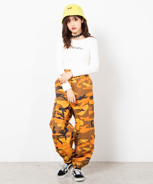 WEGO（ウィゴー）の「WEGO/カーゴポケットパンツ（カーゴパンツ・レディース・ブラック/パープル/パープル系その他/オレンジ系その他/アニマル/ブラック系その他2/ブラック系その他・FREE）」の8枚目の写真