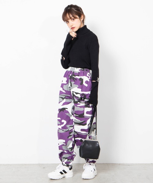 WEGO（ウィゴー）の「WEGO/カーゴポケットパンツ（カーゴパンツ・レディース・ブラック/パープル/パープル系その他/オレンジ系その他/アニマル/ブラック系その他2/ブラック系その他・FREE）」の15枚目の写真