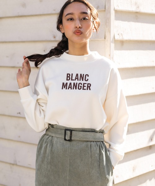 全国宅配無料 Hyphen E E トップス World Gallery Gallery イーハイフンワールドギャラリー のファッション ハイネックロゴプリントスウェットプルオーバー Tシャツ カットソー