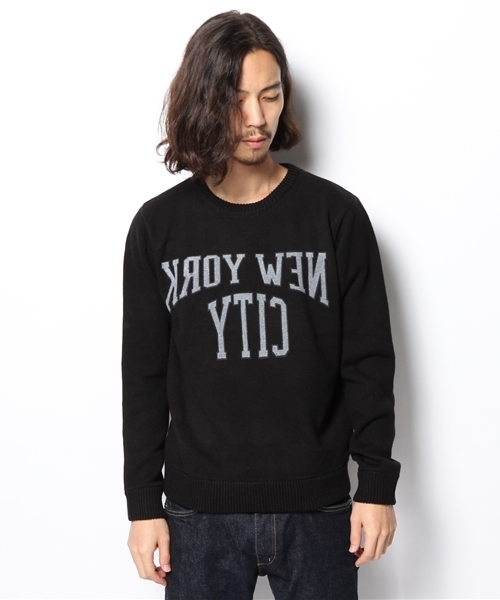 WEGO（ウィゴー）の「WEGO/ロゴニット（ニット/セーター・メンズ・オフホワイト/ブラック/杢グレー/ワイン・LARGE/MEDIUM）」の8枚目の写真