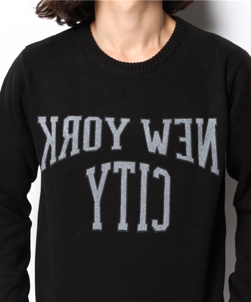 WEGO（ウィゴー）の「WEGO/ロゴニット（ニット/セーター・メンズ・オフホワイト/ブラック/杢グレー/ワイン・LARGE/MEDIUM）」の6枚目の写真