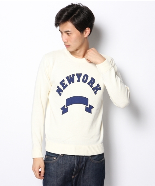 WEGO（ウィゴー）の「WEGO/ロゴニット（ニット/セーター・メンズ・オフホワイト/ブラック/杢グレー/ワイン・LARGE/MEDIUM）」の15枚目の写真