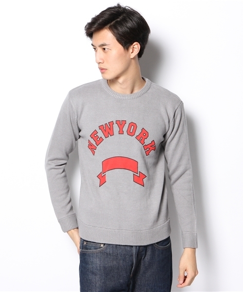 WEGO（ウィゴー）の「WEGO/ロゴニット（ニット/セーター・メンズ・オフホワイト/ブラック/杢グレー/ワイン・LARGE/MEDIUM）」の12枚目の写真