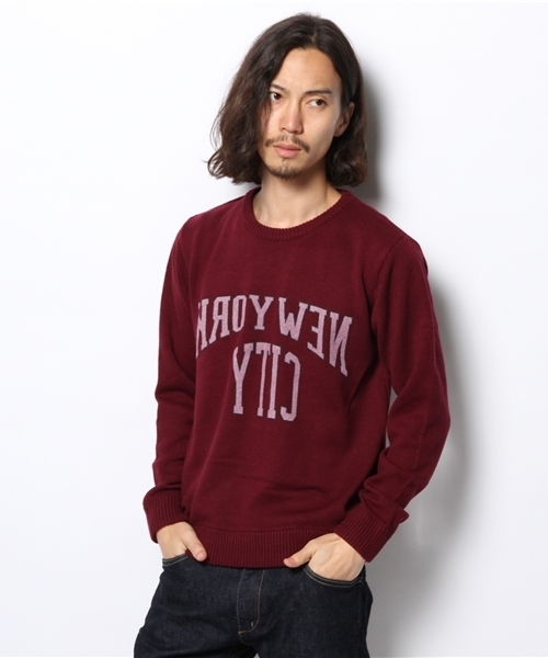 WEGO（ウィゴー）の「WEGO/ロゴニット（ニット/セーター・メンズ・オフホワイト/ブラック/杢グレー/ワイン・LARGE/MEDIUM）」の13枚目の写真