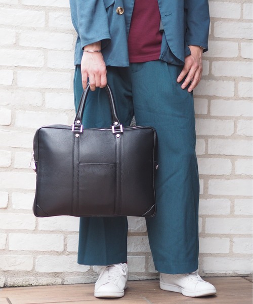 GUSCIO UOMO（グッシオ ウォーモ）の「【グッシオ ウォーモ】　イタリア製　本革　ビジネス　ブリーフバッグ（ビジネスバッグ・メンズ・カーキ/ブラック/ネイビー・FREE）」の2枚目の写真