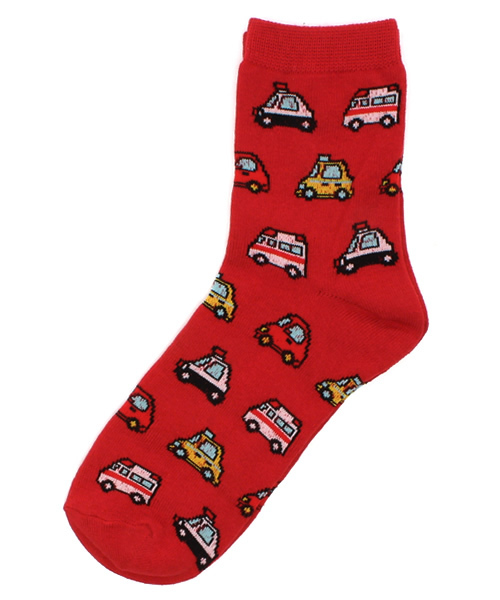 WEGO(ウィゴー)の「WEGO/ハタラククルマソックス(ソックス/靴下・レディース・ブラック/レッド・FREE)」の2枚目の写真