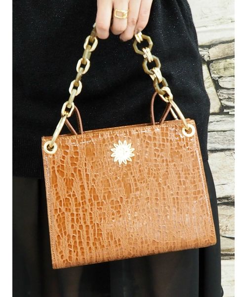 EVRIS（エヴリス）の「チェーンハンドルクロコスクエアBAG（ショルダーバッグ・レディース・ブラック/ブラウン/グリーン・FREE）」の2枚目の写真