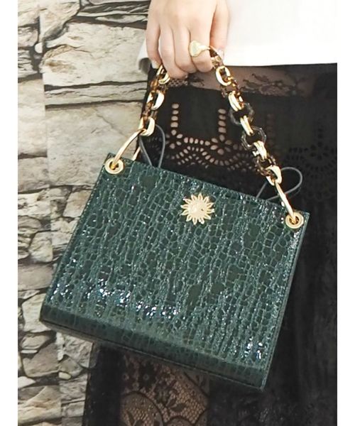 EVRIS（エヴリス）の「チェーンハンドルクロコスクエアBAG（ショルダーバッグ・レディース・ブラック/ブラウン/グリーン・FREE）」の3枚目の写真