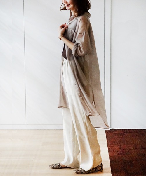 GeeRA（ジーラ）の「シアーバンドカラーシャツワンピース（シャツワンピース・レディース・モカ/ミント・MEDIUM）」の3枚目の写真