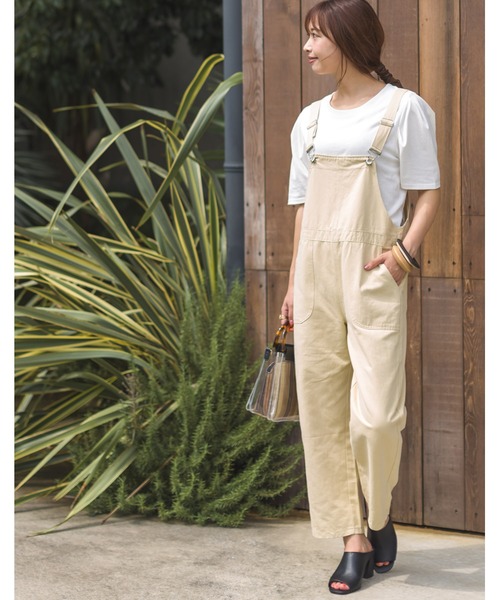 SpRay（スプレイ）の「ツイルサロペット（サロペット/オーバーオール・レディース・ブラック/ベージュ/カーキ/アイボリー・FREE）」の2枚目の写真