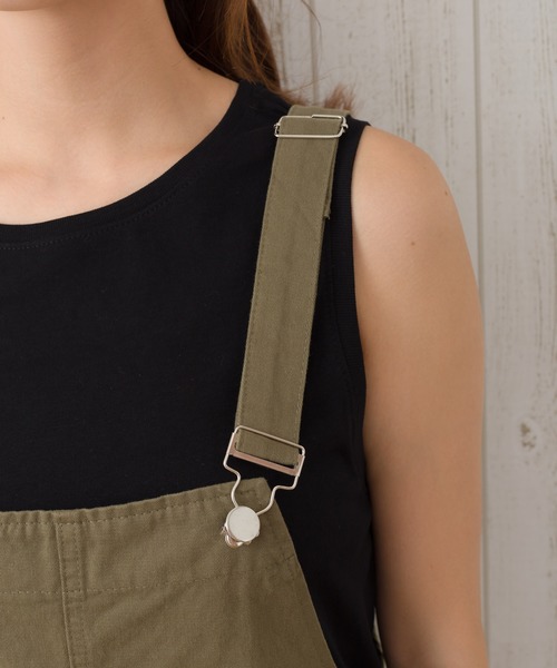 SpRay（スプレイ）の「ツイルサロペット（サロペット/オーバーオール・レディース・ブラック/ベージュ/カーキ/アイボリー・FREE）」の19枚目の写真