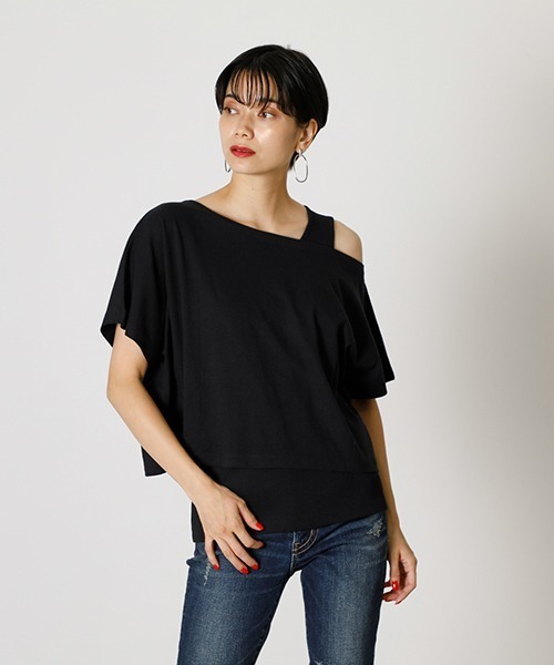 AZUL by moussy（アズールバイマウジー）の「LAYERED 3WAY TOPS/レイヤード3WAYトップス（Tシャツ/カットソー・レディース・ブラック/パープル/イエロー系その他/ライトベージュ・SMALL/MEDIUM）」の3枚目の写真