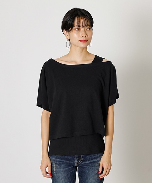 AZUL by moussy（アズールバイマウジー）の「LAYERED 3WAY TOPS/レイヤード3WAYトップス（Tシャツ/カットソー・レディース・ブラック/パープル/イエロー系その他/ライトベージュ・SMALL/MEDIUM）」の8枚目の写真