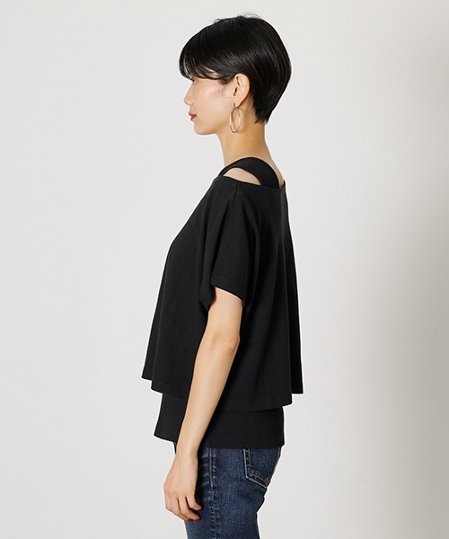 AZUL by moussy（アズールバイマウジー）の「LAYERED 3WAY TOPS/レイヤード3WAYトップス（Tシャツ/カットソー・レディース・ブラック/パープル/イエロー系その他/ライトベージュ・SMALL/MEDIUM）」の9枚目の写真