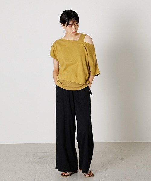 AZUL by moussy（アズールバイマウジー）の「LAYERED 3WAY TOPS/レイヤード3WAYトップス（Tシャツ/カットソー・レディース・ブラック/パープル/イエロー系その他/ライトベージュ・SMALL/MEDIUM）」の15枚目の写真