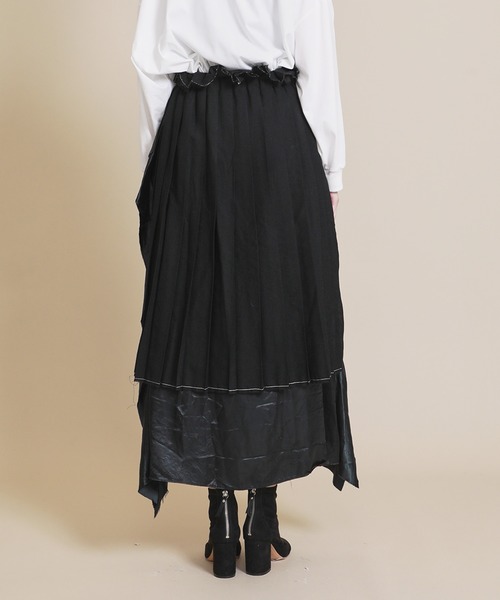 PONTI（ポンティ）の「【PONTI(ポンティ)】ウールボイルレイヤードスカート　PO2H013（スカート・レディース・ブラック/オフホワイト・FREE）」の14枚目の写真