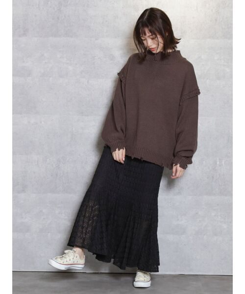 dazzlin（ダズリン）の「クラッシュニットプルオーバー【WEB限定】（ニット/セーター・レディース・アイボリー/ブラウン/ブラック・FREE）」の15枚目の写真