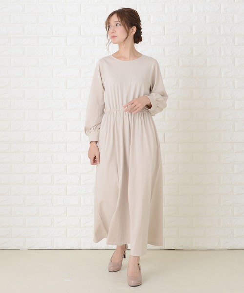 Lace Ladies(レースレディース)の「ゆったり長袖ロングワンピース(ワンピース・レディース・ブラック/グリーン/ブルーグレー/ベージュ・FREE)」の6枚目の写真