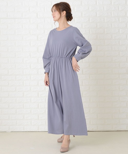Lace Ladies(レースレディース)の「ゆったり長袖ロングワンピース(ワンピース・レディース・ブラック/グリーン/ブルーグレー/ベージュ・FREE)」の14枚目の写真