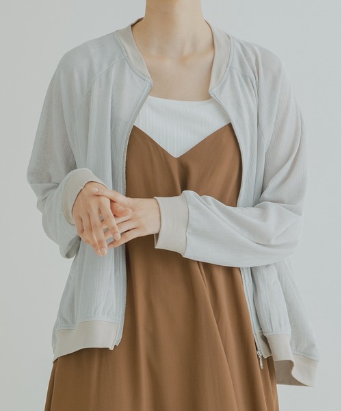 KELEN×HEELANDTOE ケレン シアージップアップブルゾン ホワイト KELEN×HEELANDTOE ケレン シアージップアップブルゾン ホワイト