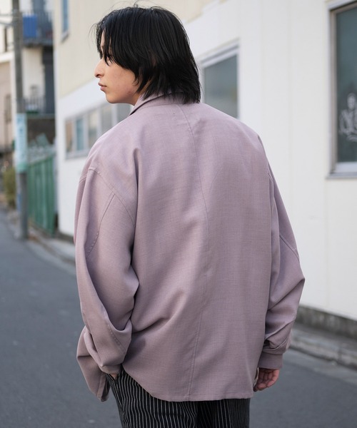 KANGOL（カンゴール）の「KANGOL/カンゴール MONO-MART別注 テックリネン 袖ボリューム ロゴ刺繍 オーバーサイズ レギュラカラーシャツジャケット（ブルゾン・メンズ・ブラック/ライラック/ライトグレー/ベージュ系その他/ネイビー/モスグリーン・M/L）」の7枚目の写真