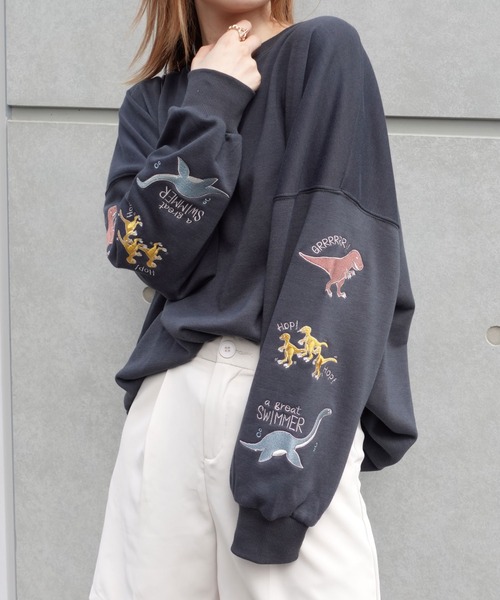 B.C STOCK トレーナー スウェット 手洗い可 / ラメサガラ刺繍7分
