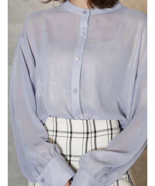 dazzlin（ダズリン）の「グロッシースタンドカラーロングシャツ（シャツ/ブラウス・レディース・ピンク/オフホワイト/ブルー・FREE）」の11枚目の写真