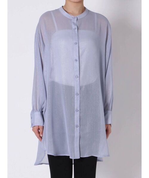 dazzlin（ダズリン）の「グロッシースタンドカラーロングシャツ（シャツ/ブラウス・レディース・ピンク/オフホワイト/ブルー・FREE）」の13枚目の写真