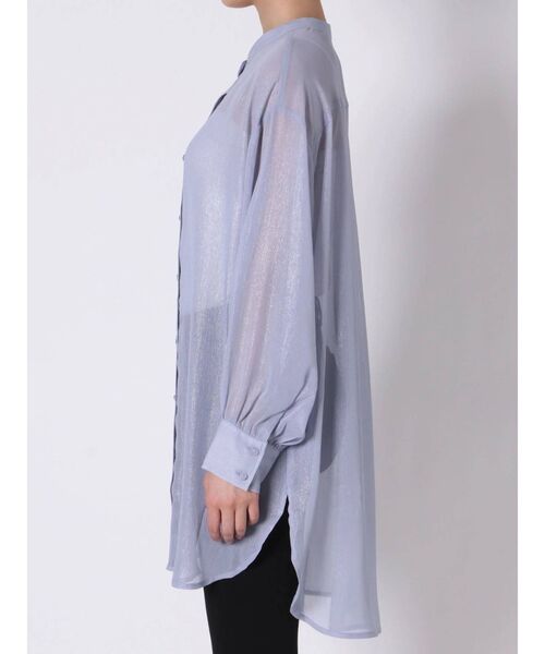 dazzlin（ダズリン）の「グロッシースタンドカラーロングシャツ（シャツ/ブラウス・レディース・ピンク/オフホワイト/ブルー・FREE）」の14枚目の写真