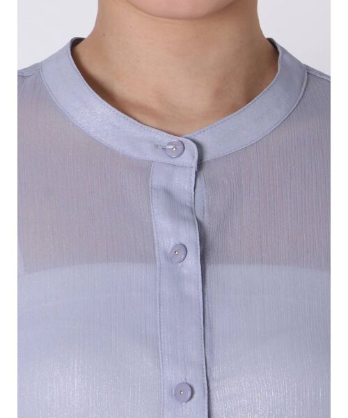 dazzlin（ダズリン）の「グロッシースタンドカラーロングシャツ（シャツ/ブラウス・レディース・ピンク/オフホワイト/ブルー・FREE）」の16枚目の写真