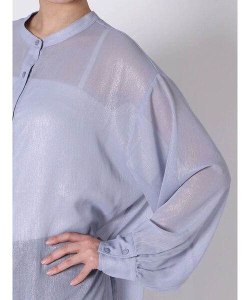 dazzlin（ダズリン）の「グロッシースタンドカラーロングシャツ（シャツ/ブラウス・レディース・ピンク/オフホワイト/ブルー・FREE）」の17枚目の写真