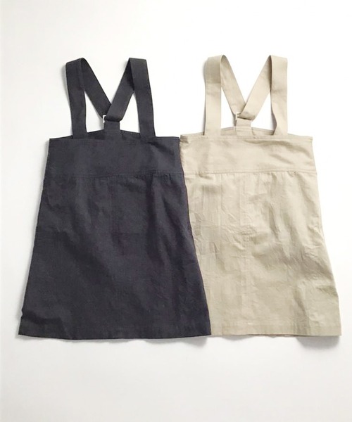 ARCH & LINE(アーチアンドライン)の「コットンオックス ジャンパースカート OXFORD WASHER JUMPER SKIRT(ジャンパースカート・キッズ・スミクロ/ライトベージュ・S/M/L/XL)」の9枚目の写真