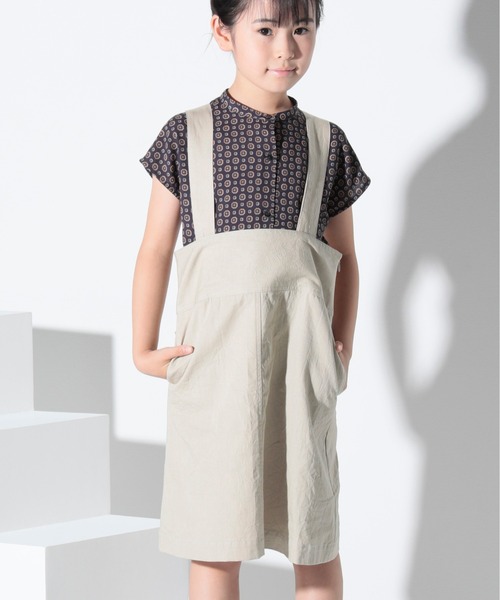 ARCH & LINE(アーチアンドライン)の「コットンオックス ジャンパースカート OXFORD WASHER JUMPER SKIRT(ジャンパースカート・キッズ・スミクロ/ライトベージュ・S/M/L/XL)」の18枚目の写真