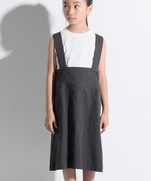 ARCH & LINE(アーチアンドライン)の「コットンオックス ジャンパースカート OXFORD WASHER JUMPER SKIRT(ジャンパースカート・キッズ・スミクロ/ライトベージュ・S/M/L/XL)」の19枚目の写真