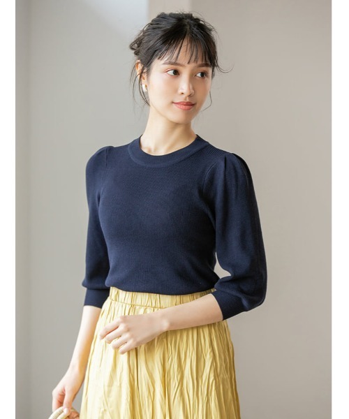 fifth（フィフス）の「ボリュームスリーブ五分袖ニットトップス（ニット/セーター・レディース・グレー/ネイビー/ラベンダー・MEDIUM）」の2枚目の写真