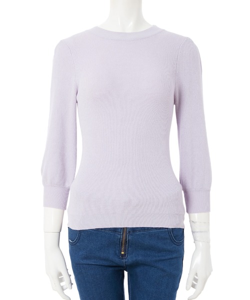 fifth（フィフス）の「ボリュームスリーブ五分袖ニットトップス（ニット/セーター・レディース・グレー/ネイビー/ラベンダー・MEDIUM）」の5枚目の写真
