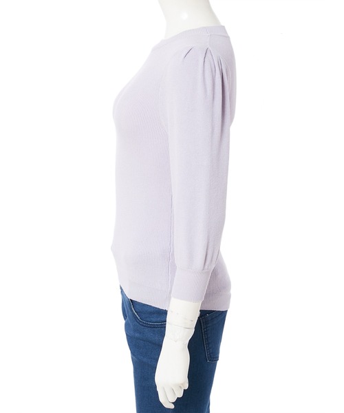 fifth（フィフス）の「ボリュームスリーブ五分袖ニットトップス（ニット/セーター・レディース・グレー/ネイビー/ラベンダー・MEDIUM）」の6枚目の写真