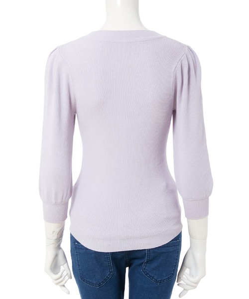 fifth（フィフス）の「ボリュームスリーブ五分袖ニットトップス（ニット/セーター・レディース・グレー/ネイビー/ラベンダー・MEDIUM）」の7枚目の写真