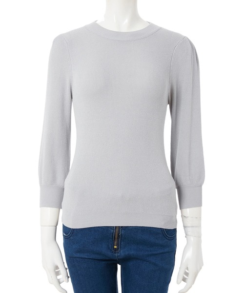 fifth（フィフス）の「ボリュームスリーブ五分袖ニットトップス（ニット/セーター・レディース・グレー/ネイビー/ラベンダー・MEDIUM）」の11枚目の写真