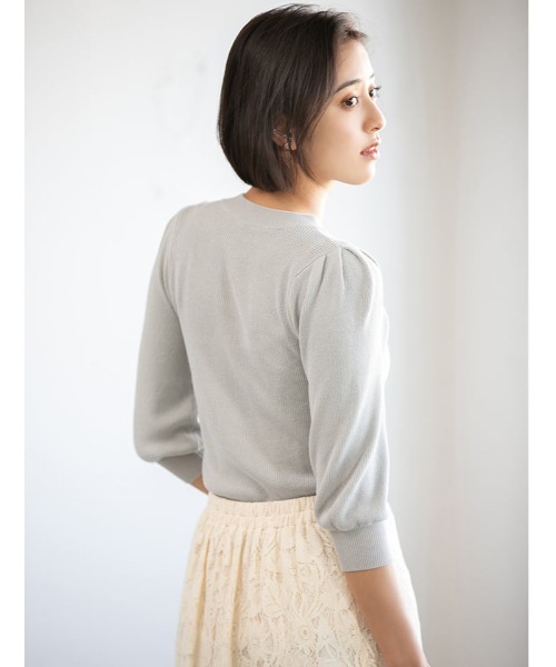 fifth（フィフス）の「ボリュームスリーブ五分袖ニットトップス（ニット/セーター・レディース・グレー/ネイビー/ラベンダー・MEDIUM）」の21枚目の写真