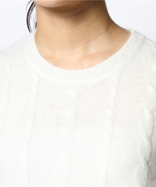 earth music&ecology（アースミュージックアンドエコロジー）の「ケーブルニットプルオーバー（ニット/セーター・レディース・アイボリー/杢グレー/ライトピンク/ライトイエロー/ラベンダー/ブラック・MEDIUM/SMALL）」の10枚目の写真